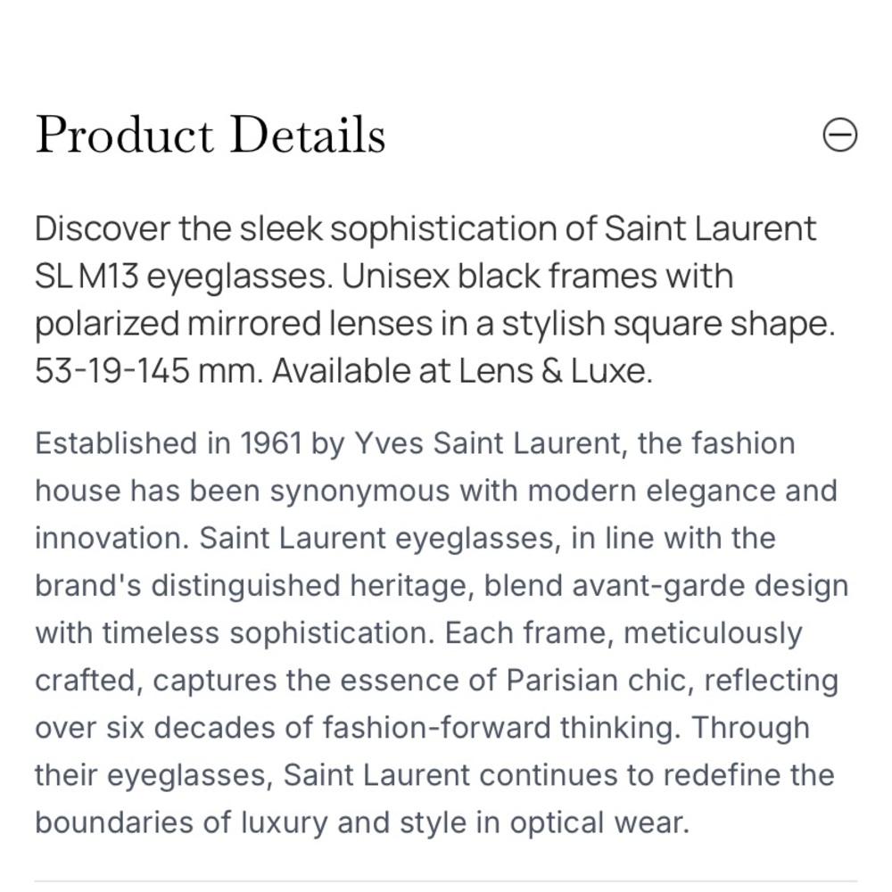 Saint Laurent SL M13 005 Eyeglasses
Black 53mm Unisex - Picture 3 of 8